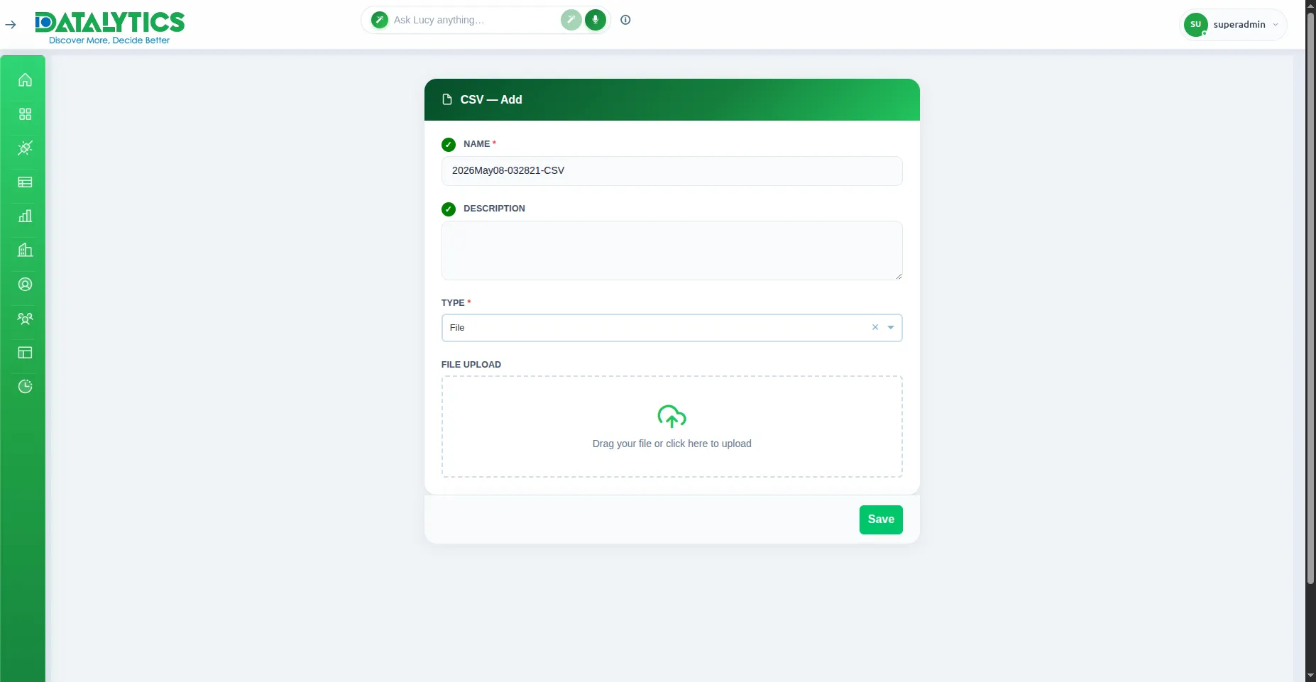 File Upload Screen