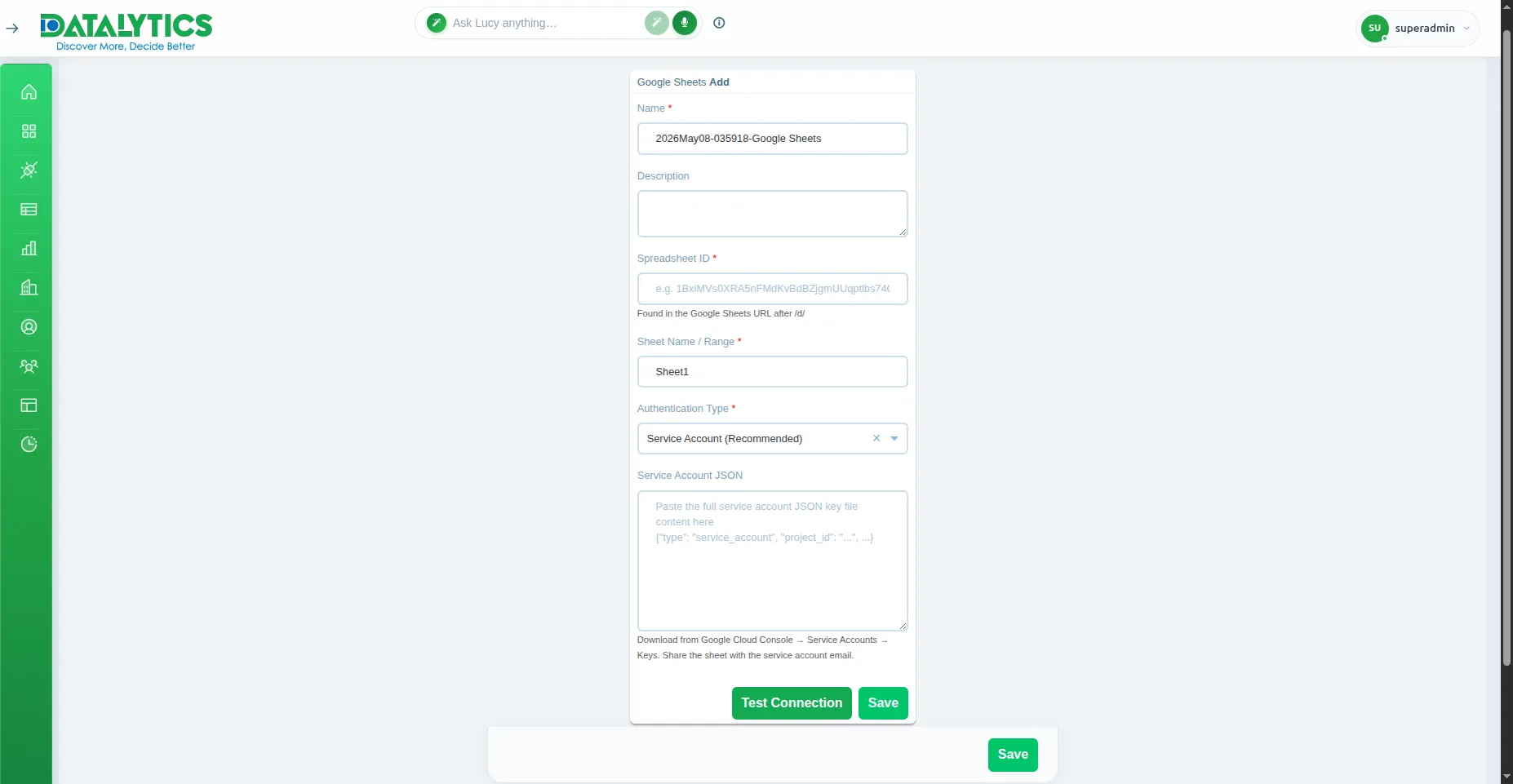 Google Sheets Configuration